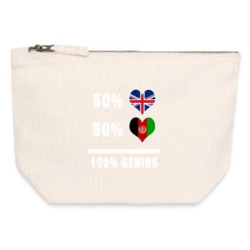 Afghanistan et Grande-Bretagne 100% Genius Flag - Pochette zippée en toile 12 x 13 cm - blanc naturel - Devant
