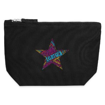 LGBTQIA+ Star Word Cloud Lgbt Gay Pride T-Shirt - Canvas Zip Pouch 12 x 13 cm - black - Front