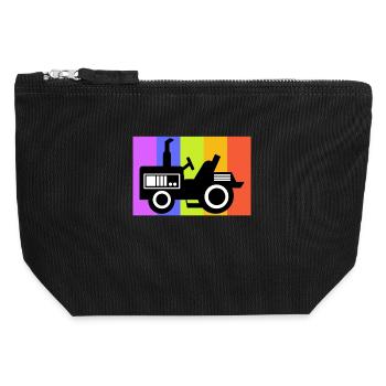 Tracteur Véhicule à moteur Agriculteur biologique Véhicule agricole arable - Pochette zippée en toile 12 x 13 cm - noir - Devant