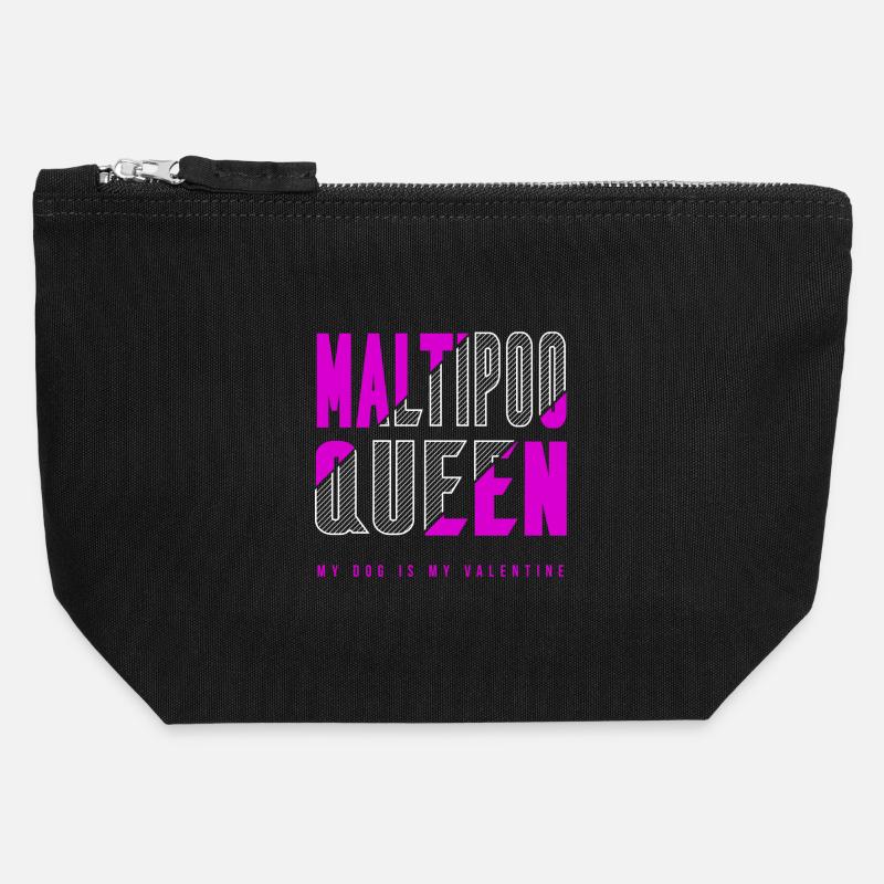 Maltipoo Queen - Canvas Zip Pouch 12 x 13 cm - black