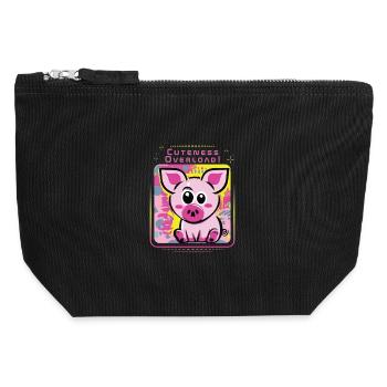 Free-spirited mud pig - Canvas Zip Pouch 12 x 13 cm - black - Front