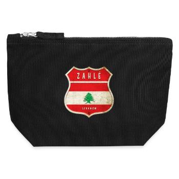 Design du drapeau des armoiries de Zahlé, Liban - Pochette zippée en toile 12 x 13 cm - noir - Devant