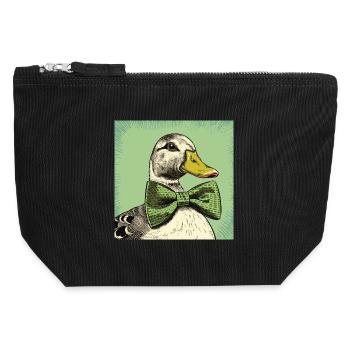 Duck with Bowtie - Canvas Reißverschluss-Täschchen (12 x 13 cm) - Schwarz - Vorne