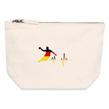 Battement de cœur du handball - Pochette zippée en toile 12 x 13 cm - blanc naturel - Devant