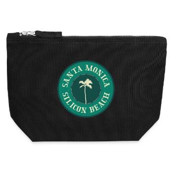 Santa Monica Beach Badge - Canvas Reißverschluss-Täschchen (12 x 13 cm) - Schwarz - Vorne