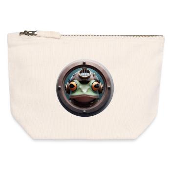 Frosch mit Taucherhelm schaut durch Bullauge - Canvas Reißverschluss-Täschchen (12 x 13 cm) - Naturweiß - Vorne