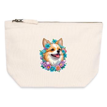 Pomeranian Zwergspitz - Canvas Reißverschluss-Täschchen (12 x 13 cm) - Naturweiß - Vorne