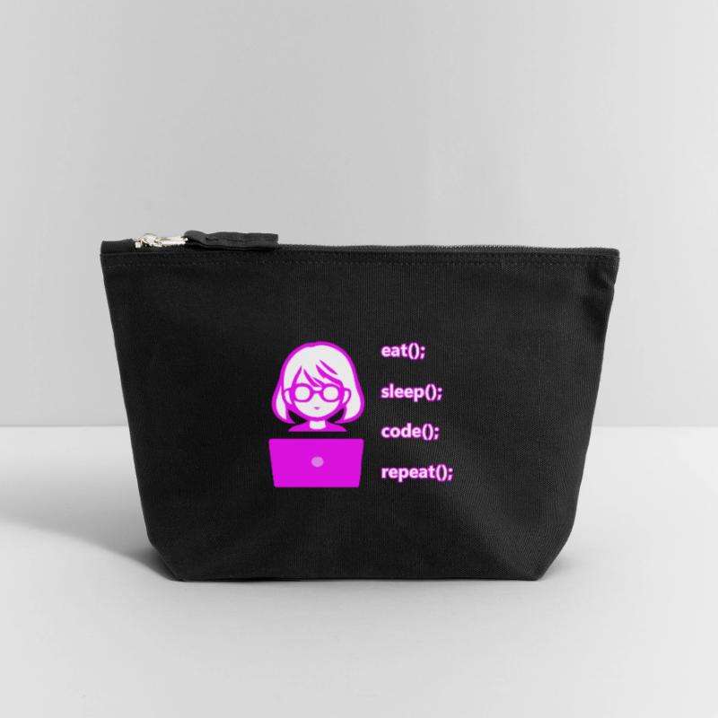 eat sleep code repeat Frau Computer Canvas Reißverschluss-Täschchen (12 x 13 cm)