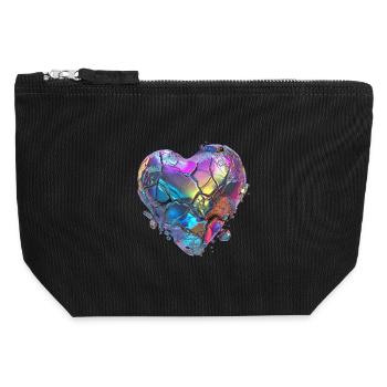 Cœur brisé de pierre - Pochette zippée en toile 12 x 13 cm - noir - Devant
