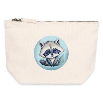 Watercolor Illustration Cute Baby Raccoon - Canvas Zip Pouch 12 x 13 cm - nature - Front