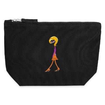 Verspielte Doodle-Diva - Canvas Reißverschluss-Täschchen (12 x 13 cm) - Schwarz - Vorne