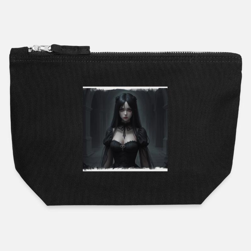 Gothic Nachtkorridor Schwarze Dame - Canvas Reißverschluss-Täschchen (12 x 13 cm) - Schwarz