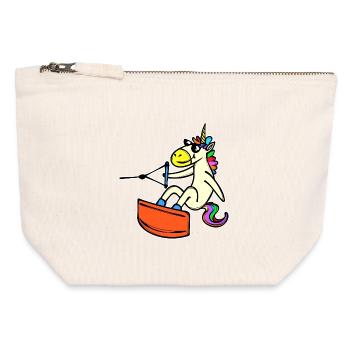 Wakeboard, Licorne, Sports nautiques, Surf, Surf - Pochette zippée en toile 12 x 13 cm - blanc naturel - Devant