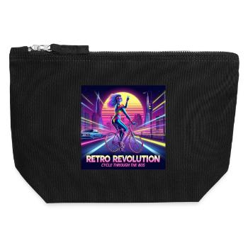 Retro-Revolution - 80er Jahre Poster - Mädchen auf dem Fahrrad - Canvas Reißverschluss-Täschchen (12 x 13 cm) - Schwarz - Vorne