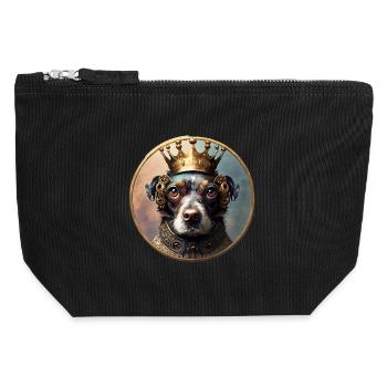 Chien royal à couronne - Pochette zippée en toile 12 x 13 cm - noir - Devant