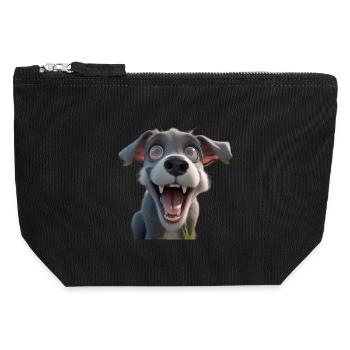 Excited Cartoon Pup - Canvas Zip Pouch 12 x 13 cm - black - Front