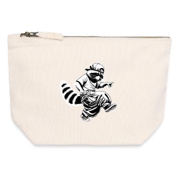 Hiphop Raccoon - Canvas Zip Pouch 12 x 13 cm - nature - Front