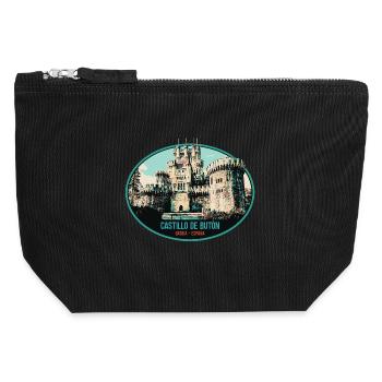 Illustration Château Butrón, Espagne - Pochette zippée en toile 12 x 13 cm - noir - Devant