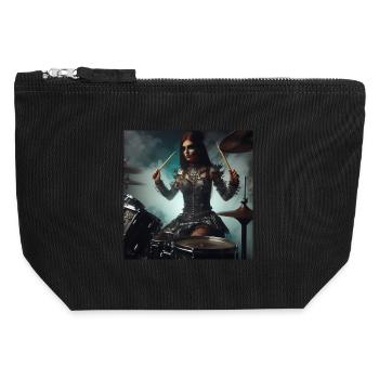 Female Drummer - Canvas Zip Pouch 12 x 13 cm - black - Front