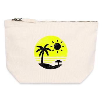 Vintage Beach Black Yellow - Canvas Zip Pouch 12 x 13 cm - nature - Front