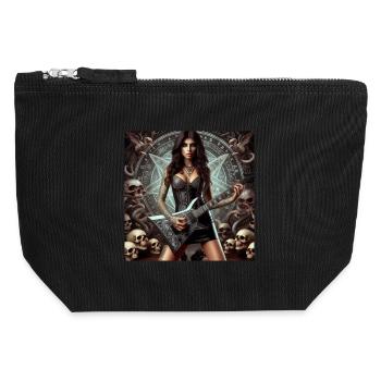 Guitariste en enfer - Pochette zippée en toile 12 x 13 cm - noir - Devant