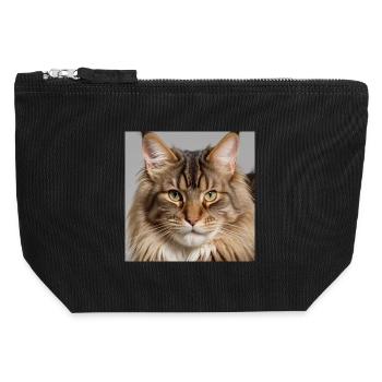 Maine coon, the big cat - Canvas Zip Pouch 12 x 13 cm - black - Front