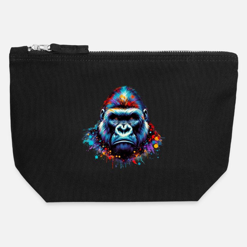 Gorilla - Canvas Zip Pouch 12 x 13 cm - black
