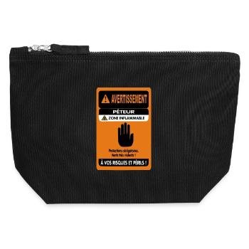 Farting Warning - Canvas Zip Pouch 12 x 13 cm - black - Front