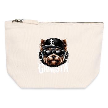 Yorkshire Terrier Yorkie Gangsta Gangster Hund Ges - Canvas Reißverschluss-Täschchen (12 x 13 cm) - Naturweiß - Vorne