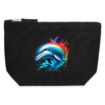 Dolphin - Canvas Zip Pouch 12 x 13 cm - black - Front