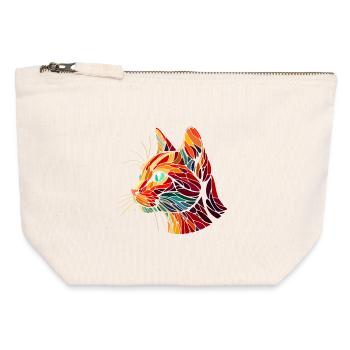Red cat head geometric art polygons - Canvas Zip Pouch 12 x 13 cm - nature - Front
