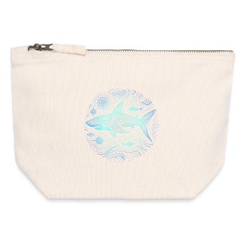 Shark Aboriginal Patterns Australia Shades Blue - Canvas Zip Pouch 12 x 13 cm - nature - Front