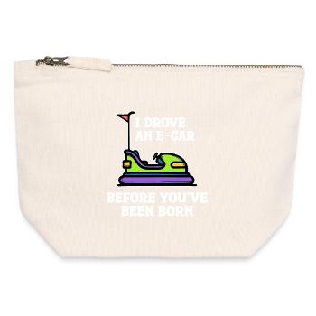 Refueling E-car Electrical Energy Statement Electricity - Canvas Zip Pouch 12 x 13 cm - nature - Front