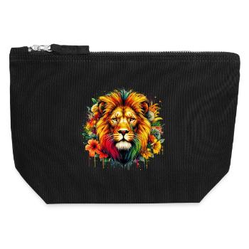 Lion - Canvas Zip Pouch 12 x 13 cm - black - Front