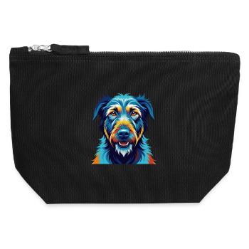 Irish Wolfhound Dog Breed Colorful Cartoon Kawaii - Canvas Zip Pouch 12 x 13 cm - black - Front