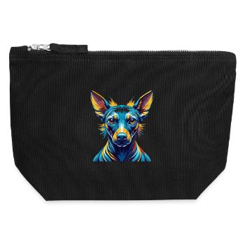 Inca Hairless Dog Breed Colorful Cartoon Kawaii - Canvas Zip Pouch 12 x 13 cm - black - Front