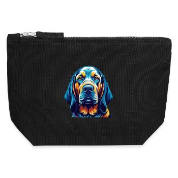 Bloodhound Hunderasse Bunte Karikatur Kawaii - Canvas Reißverschluss-Täschchen (12 x 13 cm) - Schwarz - Vorne