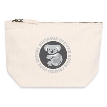 Australia Koala Emblem Bear Comic Cartoon Icon - Canvas Zip Pouch 12 x 13 cm - nature - Front