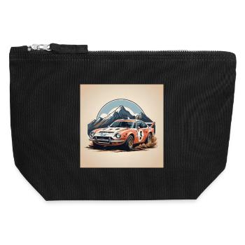 Voiture de Course Rallye Montagne - Pochette zippée en toile 12 x 13 cm - noir - Devant
