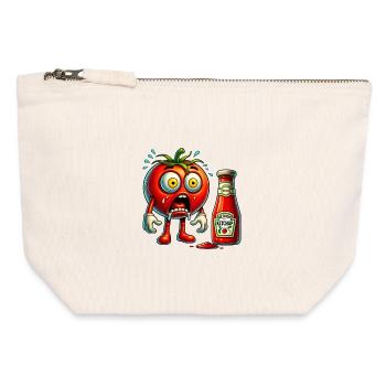 Funny tomato and ketchup design - Canvas Zip Pouch 12 x 13 cm - nature - Front