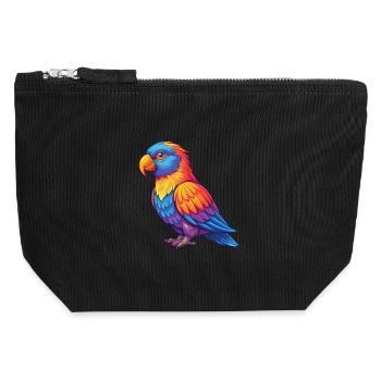 Dusky Lory Bunte Kawaii Cartoon Figur Vogel - Canvas Reißverschluss-Täschchen (12 x 13 cm) - Schwarz - Vorne