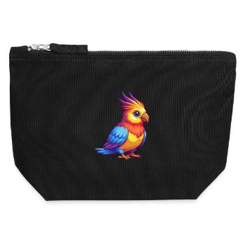 calopsitte coloré Kawaii personnage de dessin animé oiseau - Pochette zippée en toile 12 x 13 cm - noir - Devant