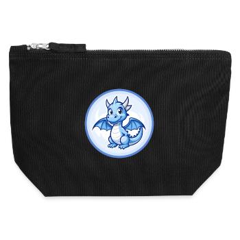 Drache Blau Kawaii Cartoon Figur Clipart Haustier - Canvas Reißverschluss-Täschchen (12 x 13 cm) - Schwarz - Vorne