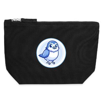 Sparrow Blue Kawaii Cartoon Character Clipart Pet - Canvas Zip Pouch 12 x 13 cm - black - Front