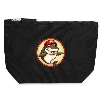 Whale Colorful Kawaii Cartoon Character Clipart - Canvas Zip Pouch 12 x 13 cm - black - Front