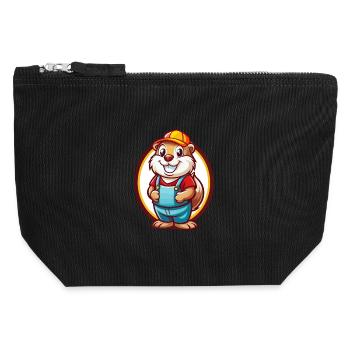 Gopher Lustige Kawaii Cartoon Clipart Tier Haustier - Canvas Reißverschluss-Täschchen (12 x 13 cm) - Schwarz - Vorne