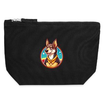 Australischer Kelpie Hund Lustiges Kawaii Cartoon Tier - Canvas Reißverschluss-Täschchen (12 x 13 cm) - Schwarz - Vorne