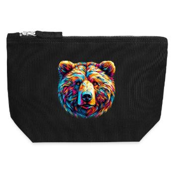 Bear - Canvas Zip Pouch 12 x 13 cm - black - Front
