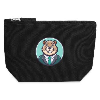 Biber Kawaii Cartoon Figur Tier Haustier Gesicht - Canvas Reißverschluss-Täschchen (12 x 13 cm) - Schwarz - Vorne