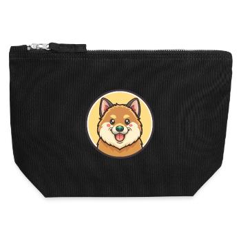 Spitz finlandais chien race dessin animé Kawaii Clipart animal de compagnie - Pochette zippée en toile 12 x 13 cm - noir - Devant